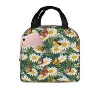 Borsa termica per il pranzo per uomini e donne, da lavoro, con girasoli e farfalle, morbida borsa termica per viaggi, impermeabile, piccola scatola per il pranzo per adulti, per uomini e donne, borsa