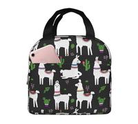 Borsa termica per il pranzo per uomini e donne, da lavoro, con lama, alpaca, cactus, nero, carino, morbido, piccolo, per adulti, per uomini e donne, borsa termica alla moda per viaggi, borsa per il