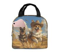 Borsa termica per il pranzo per uomini e donne, da lavoro, con pastore tedesco della fattoria Corgi, morbida, piccola, per adulti, unisex, alla moda, isolata per viaggi, borsa per il pranzo per donne