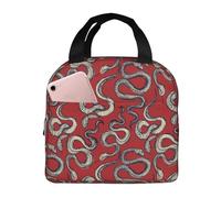 Borsa termica per il pranzo per uomini e donne, da lavoro, con schizzo minimalista, divertente, con serpente rosso, piccola scatola per il pranzo per adulti per uomini e donne, impermeabile, morbida