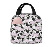 Borsa termica per il pranzo per uomini e donne, da lavoro, con simpatico animale con mucca, morbida borsa termica per viaggi, impermeabile, piccola scatola per il pranzo per adulti, per uomini e donne