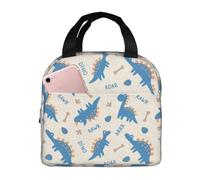 Borsa termica per il pranzo per uomini e donne, da lavoro, con simpatico dinosauro blu, morbida borsa termica per viaggi, impermeabile, piccola scatola per il pranzo per adulti, per uomini e donne