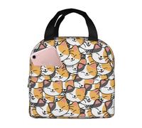 Borsa termica per il pranzo per uomini e donne, da lavoro, con simpatico volto di gatto sorridente, morbida borsa termica per viaggi, impermeabile, piccola scatola per il pranzo per adulti, per uomini