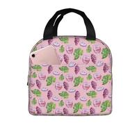 Borsa termica per il pranzo per uomini e donne, da lavoro, con stampa a calici di vino viola, morbida borsa termica per viaggi, impermeabile, piccola scatola per il pranzo per adulti, per uomini e