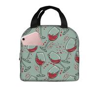 Borsa termica per il pranzo per uomini e donne, da lavoro, con stampa di calici di vino, morbida borsa termica per viaggi, impermeabile, piccola scatola per il pranzo per adulti, per uomini e donne