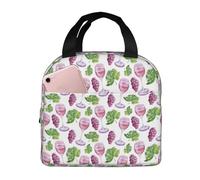 Borsa termica per il pranzo per uomini e donne, da lavoro, con stampa di calici di vino viola, morbida borsa termica per viaggi, impermeabile, piccola scatola per il pranzo per adulti, per uomini e