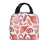 Borsa termica per il pranzo per uomini e donne, da lavoro, con stampa pancetta e prosciutto, morbida borsa termica per viaggi, impermeabile, piccola scatola per il pranzo per adulti, unisex, borsa per
