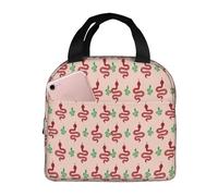 Borsa termica per il pranzo per uomini e donne, da lavoro, minimalista, con serpente rosso e verde, piccola scatola per il pranzo per adulti per uomini e donne, impermeabile, morbida borsa termica per