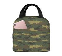 Borsa termica per il pranzo per uomini e donne, da lavoro, motivo dinosauro mimetico, piccola scatola portapranzo per adulti, unisex, impermeabile, morbida borsa termica per viaggi, borsa per il