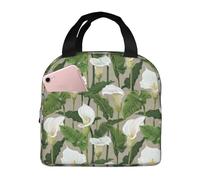 Borsa termica per il pranzo per uomini e donne, da lavoro, splendida calla e fiori di giglio, morbida borsa termica per viaggi, piccola borsa per il pranzo per adulti, unisex, borsa per il pranzo per