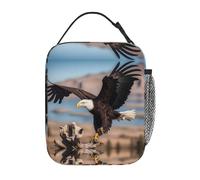 Borsa termica per il pranzo per uomini e donne, design con aquila che prende il volo, riutilizzabile, a prova di perdite, grande capacità, per lavoro, scuola, ufficio, viaggi, picnic, con tracolla