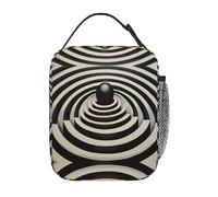 Borsa termica per il pranzo per uomini e donne, design con labirinto bianco e nero, riutilizzabile, a prova di perdite, grande capacità, per lavoro, scuola, ufficio, viaggi, picnic, con tracolla