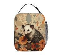 Borsa termica per il pranzo per uomini e donne, design Opossum Bloom con stampa completa, riutilizzabile, a prova di perdite, grande capacità, per lavoro, scuola, ufficio, viaggi, picnic, con tracolla