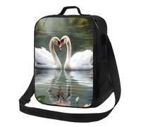 Borsa termica per il pranzo per uomini e donne, due cigni, per ufficio, lavoro, picnic, a prova di perdite, con tracolla, per adulti, borsa riutilizzabile per il pranzo