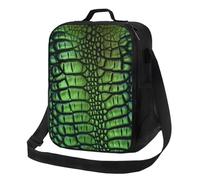 Borsa termica per il pranzo per uomini e donne, in pelle di coccodrillo, per ufficio, lavoro, picnic, a prova di perdite, con tracolla, per adulti, borsa riutilizzabile per il pranzo