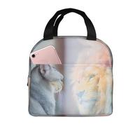 Borsa termica per il pranzo per uomini e donne, lavoro, il gatto si guarda allo specchio, morbida borsa termica per viaggi, piccola scatola per il pranzo alla moda per adulti per uomini e donne, borsa