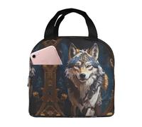 Borsa termica per il pranzo per uomini e donne, lavoro - pittura a olio tribale lupo morbido piccolo adulto scatola per il pranzo per uomini e donne, borsa termica alla moda per viaggi, borsa per il