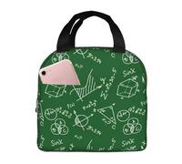 Borsa termica per il pranzo per uomini e donne, motivo matematico, verde, morbida, isolata per viaggi, impermeabile, piccola scatola per il pranzo per adulti, per uomini e donne, borsa per il pranzo