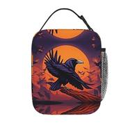Borsa termica per il pranzo per uomini e donne, Raven Moon Flight , design con stampa completa, riutilizzabile, a prova di perdite, grande capacità, per lavoro, scuola, ufficio, viaggi, picnic, con