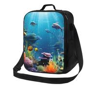 Borsa termica per il pranzo per uomini e donne, scatola per il pranzo colorata del mondo sottomarino per ufficio, lavoro, picnic, a prova di perdite, con tracolla, per adulti, borsa riutilizzabile per