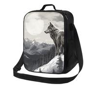 Borsa termica per il pranzo per uomini e donne, Snow Mountain Lone Wolf Lunch Box per ufficio, lavoro, picnic, a prova di perdite, con tracolla, per adulti, borsa riutilizzabile per il pranzo