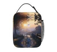 Borsa termica per il pranzo per uomini e donne, tramonto e percorso lunare, design con stampa completa, riutilizzabile, a prova di perdite, grande capacità, per lavoro, scuola, ufficio, viaggi, picnic