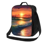 Borsa termica per il pranzo per uomini e donne, tramonto sul mare, per ufficio, lavoro, picnic, a prova di perdite, con tracolla, per adulti, borsa riutilizzabile per il pranzo