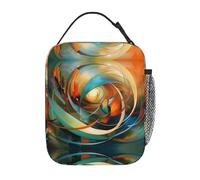 Borsa termica per il pranzo per uomini e donne, un complesso design a vortice con stampa completa, riutilizzabile, a prova di perdite, grande capacità, per lavoro, scuola, ufficio, viaggi, picnic, con