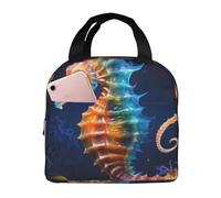 Borsa termica per il pranzo per uomo e donna, borsa da viaggio per uomini e donne, con pesce giallo, cavalluccio marino, borsa morbida per il pranzo per donne e uomini