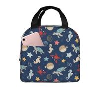 Borsa termica per il pranzo per uomo e donna, borsa da viaggio per uomini e donne, morbida borsa per il pranzo con creature marine, per donne e uomini