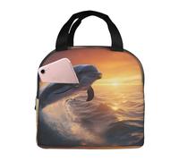 Borsa termica per il pranzo per uomo e donna, borsa da viaggio per uomini e donne, tramonto che balla, delfino, borsa morbida per il pranzo per donne e uomini