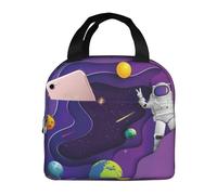 Borsa termica per il pranzo per uomo e donna, borsa per il pranzo da viaggio per uomini e donne, astronauta in missione nello spazio, borsa morbida per il pranzo per donne e uomini