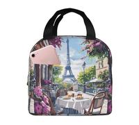 Borsa termica per il pranzo per uomo e donna, borsa portapranzo da viaggio per uomini e donne, caffè parigino con Eiffel, morbida borsa per il pranzo per donne e uomini