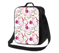 Borsa termica per il pranzo per uomo e donna - Contenitore per il pranzo con cipolla, aglio, pepe, per adulti, borsa termica morbida con tracolla regolabile