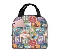 Borsa termica per il pranzo per uomo e donna, motivo a mondi, morbida, piccola, per adulti, per uomini e donne, borsa termica alla moda per viaggi, borsa per il pranzo per donne e uomini