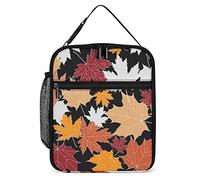 Borsa Termica per Il Pranzo Porta Pranzo Riutilizzabile Colorata Foglia d'Acero con Tasca Laterale, Modello Caduta Piccola Borsa Termica per Pasti Termici Borsa per Uomo Donna Lavoro