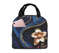 Borsa termica per il pranzo riutilizzabile elegante blu e nero Lunch Box per donne uomini portatile a tenuta stagna borsa per il pranzo più fresco contenitori per il pranzo per lavoro viaggi