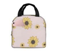 Borsa termica per il pranzo Scatola portapranzo con fiore giallo rosa Portapranzo carino riutilizzabile per adulti e bambini, Borse portapranzo più fresche a tenuta stagna per lavoro Ufficio Viaggi