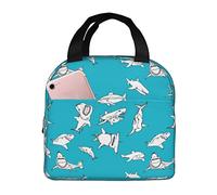 Borsa termica per il pranzo Sharks On Blue Lunch Box Riutilizzabile Borsa per il pranzo per adulti e bambini, Borsa termica per il pranzo a tenuta stagna per lavoro Ufficio Viaggi Scuola Picnic