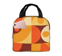 Borsa termica per il pranzo, stile moderno arancione metà secolo, riutilizzabile, per donne e uomini, borsa per il pranzo, per lavoro, attività all'aperto, viaggi