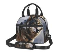 Borsa termica per il pranzo Un lupo in piedi in una zona coperta di neve Scatola per il pranzo per donne e uomini riutilizzabile a prova di perdite Borsa termica per il pranzo per ufficio Picnic