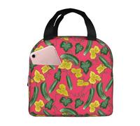 Borsa termica per il pranzo, unisex, da lavoro, con fiori di cetriolo, ratta, morbida borsa termica per viaggi, impermeabile, piccola scatola per il pranzo per adulti, per uomini e donne, borsa per il