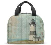 Borsa termica per il pranzo vintage con motivo con stelle marine e conchiglie nautiche, per la scuola dei bambini, 23 x 13 x 21 cm, borsa termica (02)