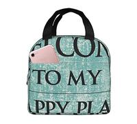 Borsa Termica per il Pranzo Welcome To My Happy Place Lunch Box Riutilizzabile Borsa per Il Pranzo per Adulti e Bambini, Borsa Termica per Il Pranzo a Tenuta Stagna per Lavoro Ufficio Viaggi Scuola