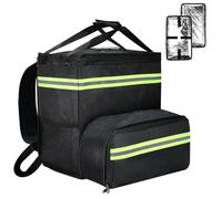 Borsa termica per la consegna della pizza, isolata, per il trasporto, a prova di perdite, con lati morbidi, da portare fuori, Verde, L, Solido