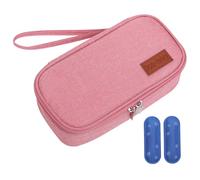 Borsa termica per latte materno con 2 sacchetti di ghiaccio isolati in tessuto Oxford con cordino chiusura a cerniera impermeabile 21,1 x 10,9 x 6,6 cm borsa refrigerante portatile