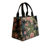 Borsa termica per pasti, stile borsa a mano con motivo floreale e impermeabile, tote per il pranzo da donna, per viaggi, all'aperto, ufficio, lavoro, ragazze e bambini, Blu/Ciano, Se référer au