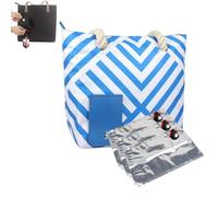 Borsa Termica per Vino con Beccuccio Nascosto, Portatile, Isolata e Impermeabile, Portabeviglie per Viaggi (Blue checkered, with 3 Liner Beverage Bags)