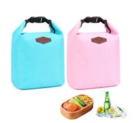 Borsa termica piccola, pieghevole, 2 pezzi, con chiusura lampo, rosa e blu | Borsa termica pieghevole in set con fodera interna impermeabile. Perfetto per picnic, viaggi, uso quotidiano. Per famiglie e