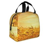Borsa termica pieghevole per il pranzo, con stampa di campo di grano, pasti, snack, bevande, ragazzi, ragazze, adolescenti, picnic